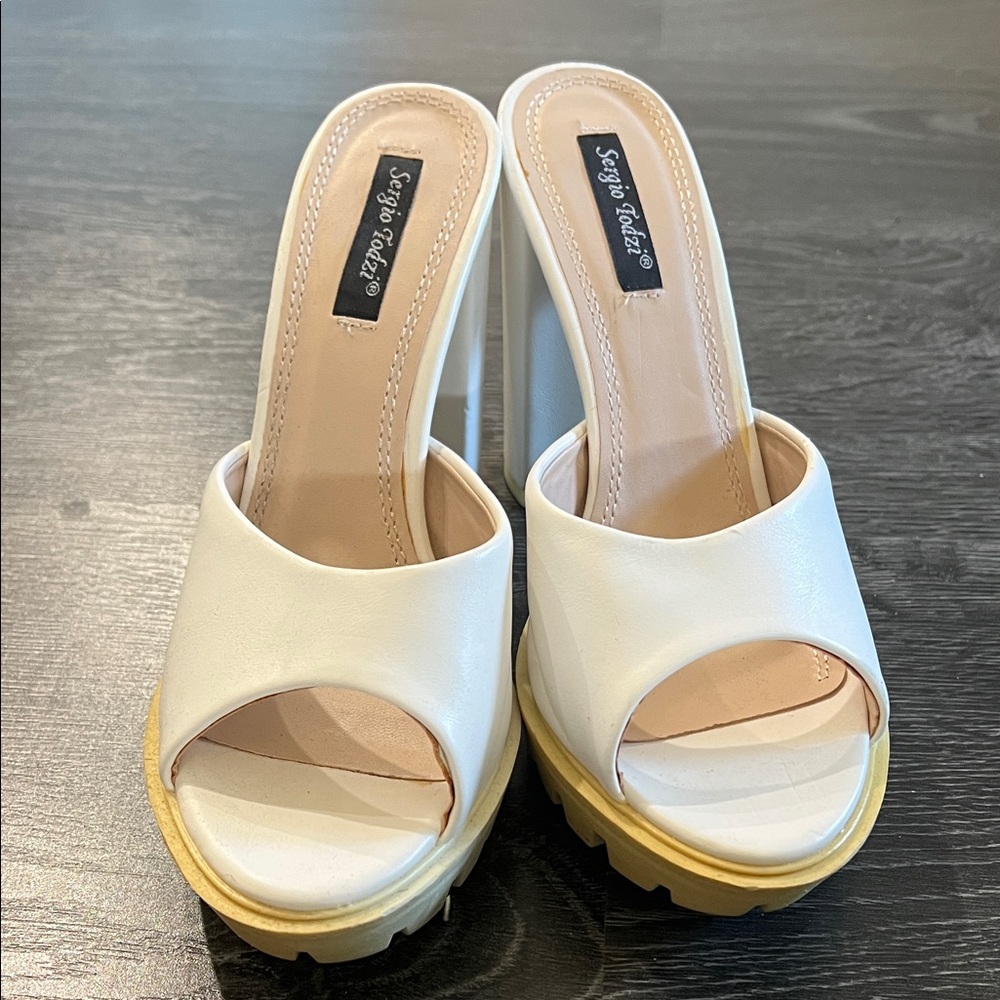 Sergio Todzi White Mules (4 inches)